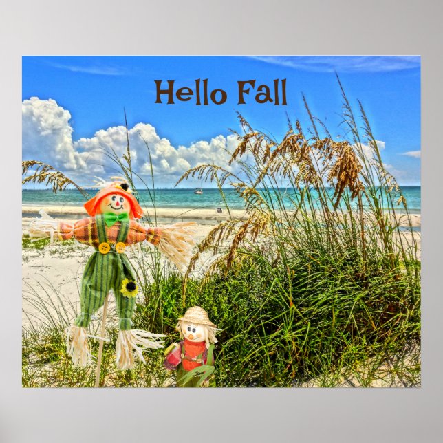 Póster Isla costera de Sanibel Florida Beach & Scarecrow (Frente)