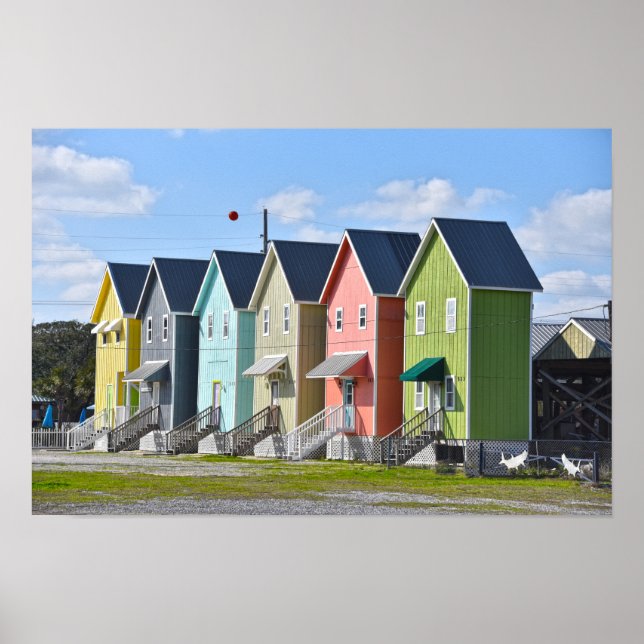 Póster Isla Dauphin, Alabama, Casas (Frente)