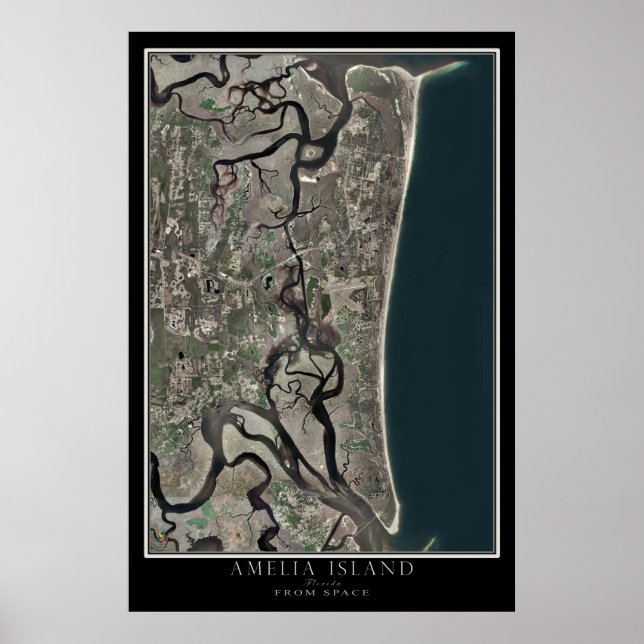 Póster Isla de Amelia Florida desde el mapa del satélite  (Frente)