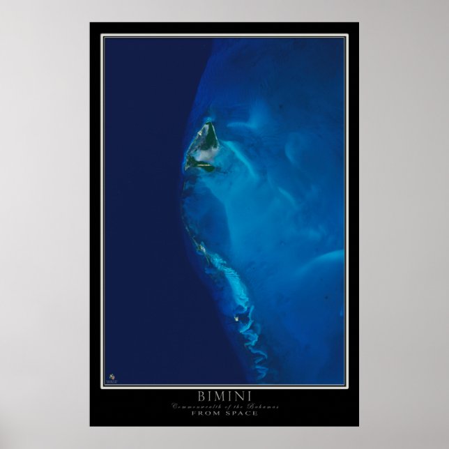 Póster Isla de Bimini Bahamas desde mapa de satélites esp (Frente)