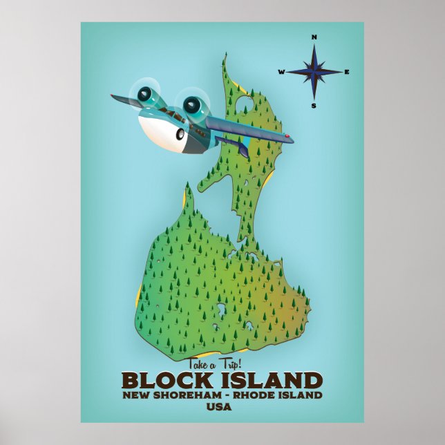 Póster isla de bloques New Shoreha, Isla Rhode (Frente)