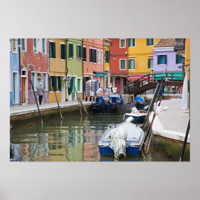 Póster Isla de Burano, Burano, Italia. Colorido 2 (Frente)