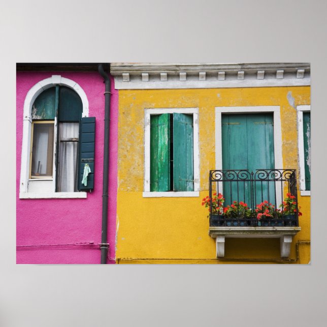 Póster Isla de Burano, Burano, Italia. Colorido 5 (Frente)