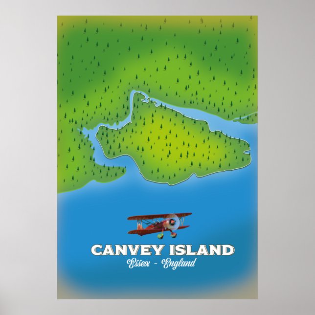 Póster Isla de Canvey,Mapa del extremo de Essex (Frente)
