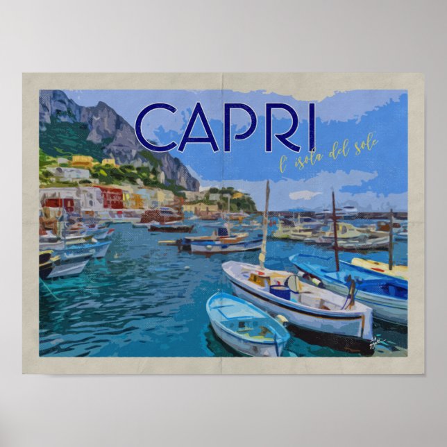 Póster Isla de Capri Italia Viajes de cosecha con problem (Frente)