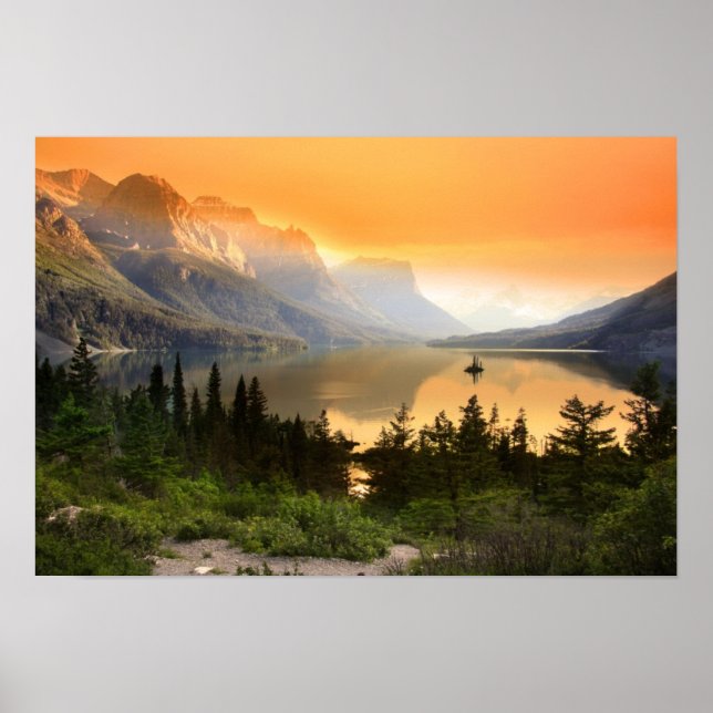 Póster Isla de ganso silvestre en el Parque Nacional Glac (Frente)