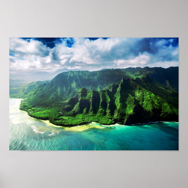 Póster Isla de Kauai Hawái tropical escénica (Frente)