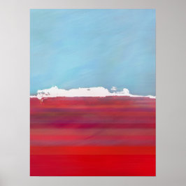 Póster Isla de la Costa del Océano Cielo Azul Blanco Rojo