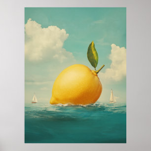Póster Isla de limón en aguas oníricas