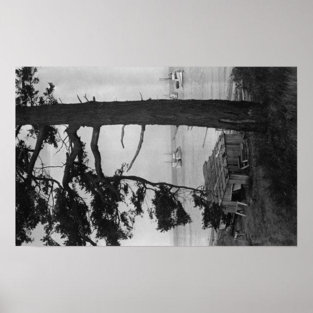 Póster Isla de López, WA - Pescadores En Bahía (Frente)