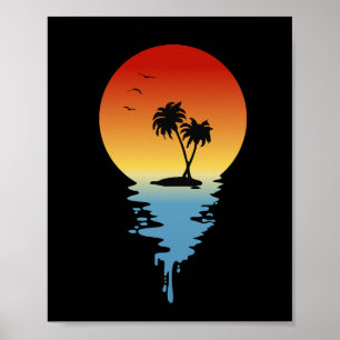 Póster Isla de los Cocoteros que gotea al atardecer