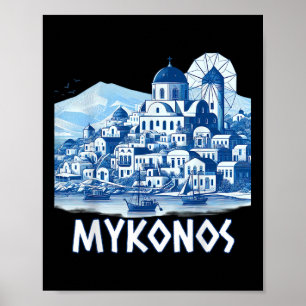 Póster Isla de Mykonos Grecia Regalo griego verano Vacati