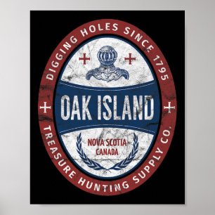Póster Isla de Oak Treasure Hundiendo Retro Templar Knigh