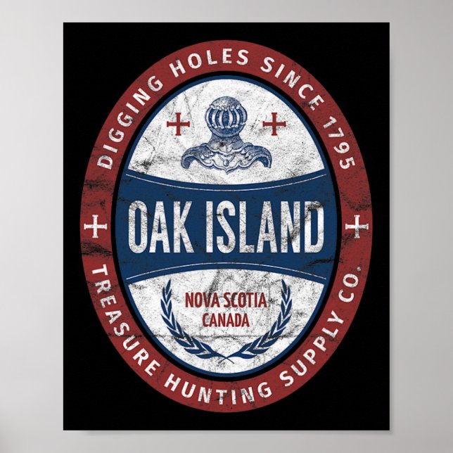 Póster Isla de Oak Treasure Hundiendo Retro Templar Knigh (Frente)
