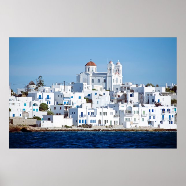 Póster Isla de paros con el pueblo de naoussa (Frente)
