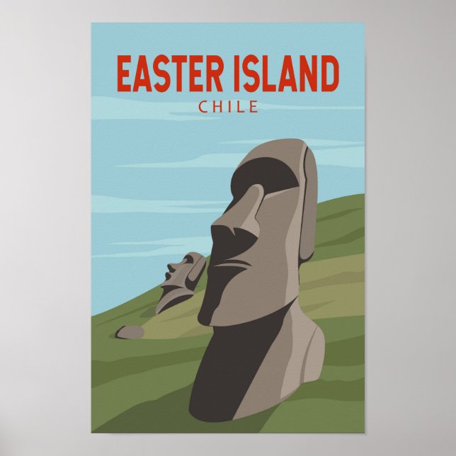 Póster Isla de Pascua Chile Viaje Retro Vintage (Frente)