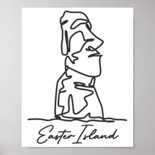 Póster Isla De Pascua Polinesia Chile Statu