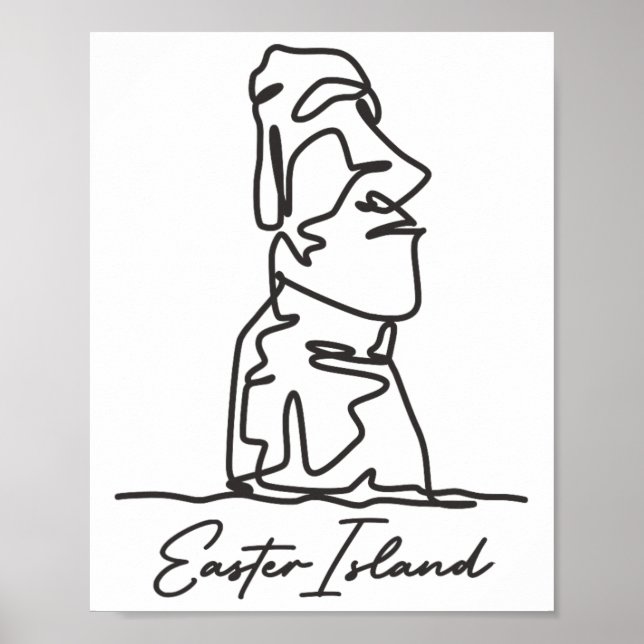 Póster Isla De Pascua Polinesia Chile Statu (Frente)