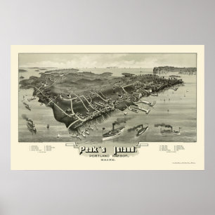 Póster Isla de Pico, Mapa Panorámico ME - 1886