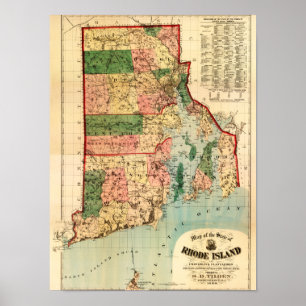 Póster Isla de Rhode IslandPanoramic MapRhode