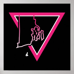 Póster isla de roda de triángulo rosa