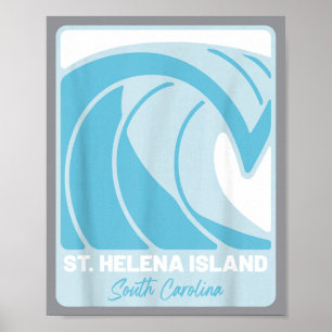 Póster Isla de St Helena Carolina del Sur Sc Olas Vacacio