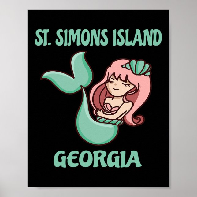 Póster Isla de St. Simons Tema de Sirena Bonita  (Frente)