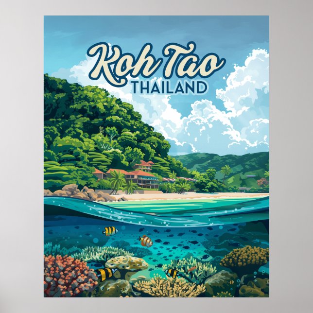 Póster Isla de submarinismo Koh Tao Tailandia Asia (Frente)