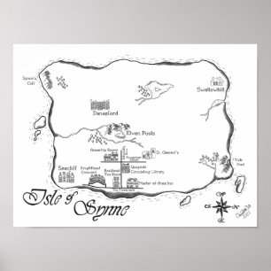 Póster Isla de Synne - Mapa de líneas