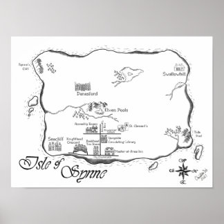 Póster Isla de Synne - Mapa de líneas