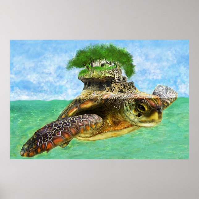 Póster Isla de tortugas costeras (Frente)