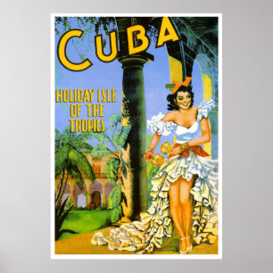 Póster Isla de vacaciones de Cuba afiche de viajes tropic