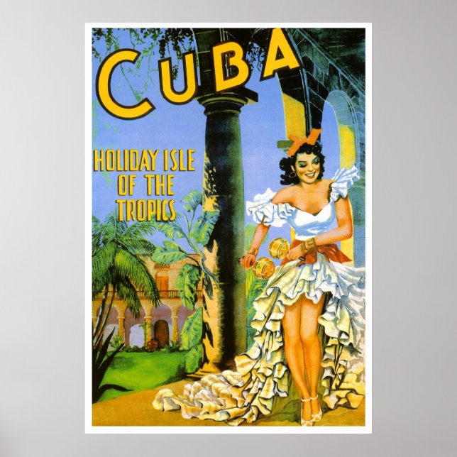 Póster Isla de vacaciones de Cuba afiche de viajes tropic (Frente)