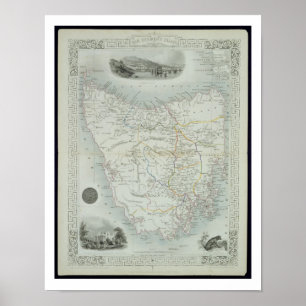 Póster Isla de Van Diemen o Tasmania, de una serie de