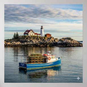 Póster Isla del faro de Maine