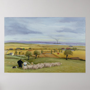 Póster Isla del granjero de las ovejas de Sheppey