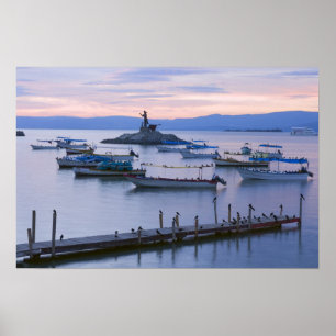 Póster Isla del Lago Chapala y muelle