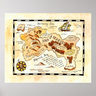 Póster Isla del mapa del tesoro de la ocasión