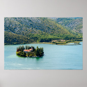 Póster Isla del monasterio de Visovac en Krka NP - Croaci