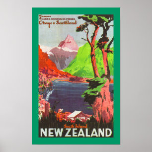 Póster Isla del Sur Nueva Zelandia (frontera)