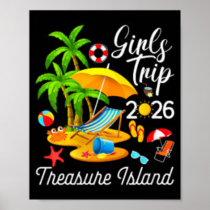 Póster isla del tesoro de mujeres florida verano tropical