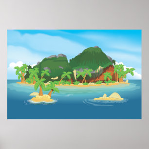 Póster Isla del Tesoro Tropical