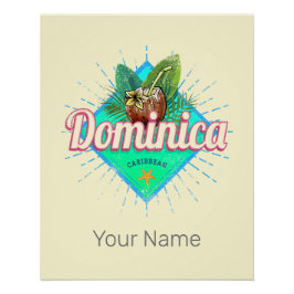 Póster Isla Dominica Caribe Retro Vintage