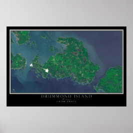 Póster Isla Drummond Michigan, del mapa de satélites espa