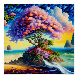 Póster Isla escondida en el océano