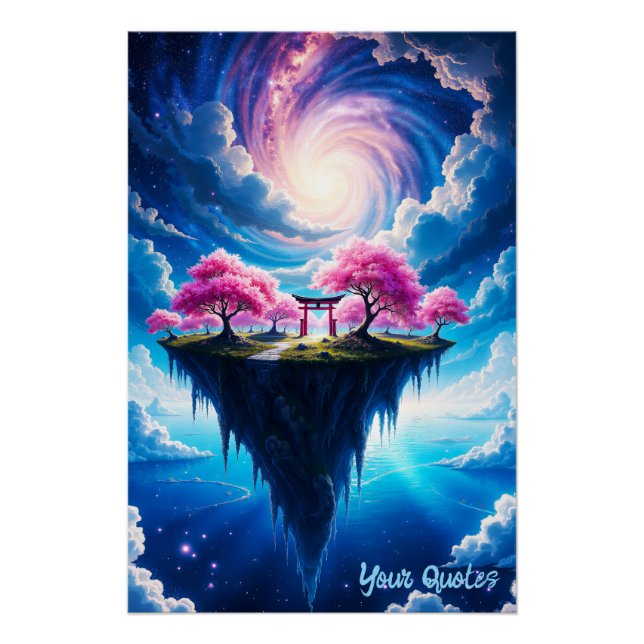 Póster Isla Flotante Arte Sakura (Anverso)
