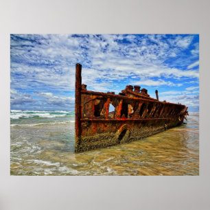 Póster Isla Fraser de Barco Abandonado Australia