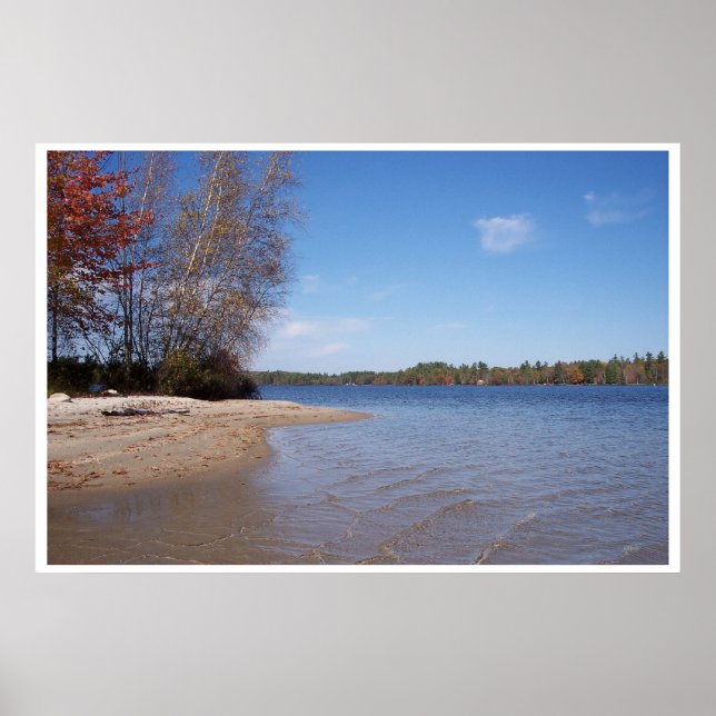 Póster Isla frente a la playa en el lago (Frente)