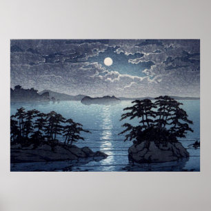 Póster Isla Futago Luz de luna Matsushima Kawase Hasui