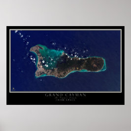 Póster Isla Gran Caimán a partir del mapa del satélite es